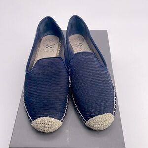 UEC Vince Camuto Navy blue leather flat loafer style espadrilles in box size 7